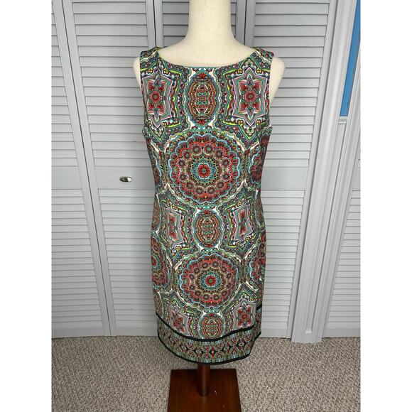 London Times sleeveless bright multi color sheath dress women's size 10 - Picture 1 of 5